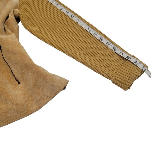 Vintage A.M.I. Camel Suede Leather Jacket | Knit Sleeves‎ & Collar Womens Sz LHO - Picture 12 of 12